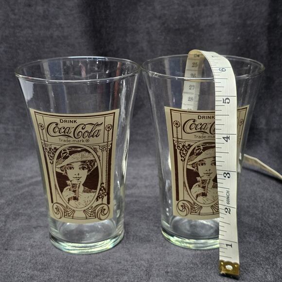 Vintage Coca Cola Victorian Lady 16 oz. Re-Creation Flair Glass Drinking Cups - Picture 9 of 11